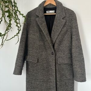 Zara Wool Blend Boucle Coat